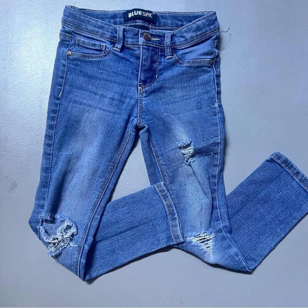 Girls‎ Jeans - BLUESPICE - Size 5 - Distressed Blue-adjustable Waist Rn55356